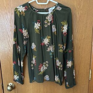 Sonoma Floral Green Women's Top Size Medium